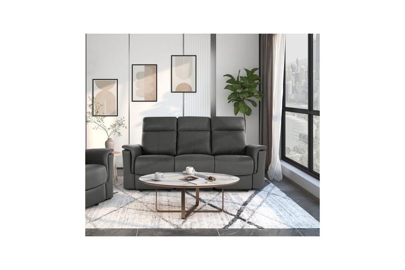 3-sitssoffa Southbrook Grå, PU/trä/metall, Elektrisk vilstol - Grå, PU/trä/metall, Elektrisk vilstol - Möbler - Soffa - Biosoffa & reclinersoffa - 3 sits biosoffa & reclinersoffa