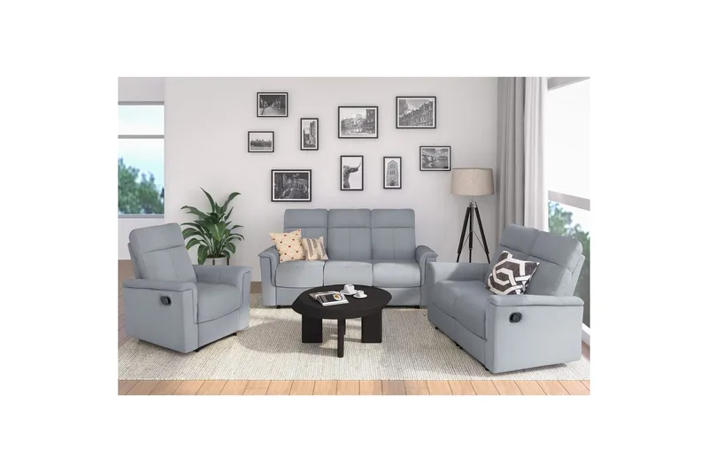 3-sitssoffa Southbrook Ljusgrå, Tyg/Trä/Metall, Manuell vilstol - Ljusgrå, Tyg/Trä/Metall, Manuell vilstol - Möbler - Soffa - Biosoffa & reclinersoffa - 3 sits biosoffa & reclinersoffa