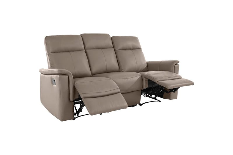 3-sitssoffa Southbrook Ljusgrå, PU/trä/metall, Manuell vilstol - Ljusgrå, PU/trä/metall, Manuell vilstol - Möbler - Soffa - Biosoffa & reclinersoffa - 3 sits biosoffa & reclinersoffa