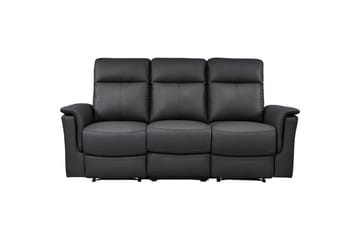 3-sitssoffa Southbrook Svart, Äkta läder/PU/Trä/Metall, Elektrisk vilstol - Svart, Äkta läder/PU/Trä/Metall, Elektrisk vilstol - Möbler - Soffa - Biosoffa & reclinersoffa