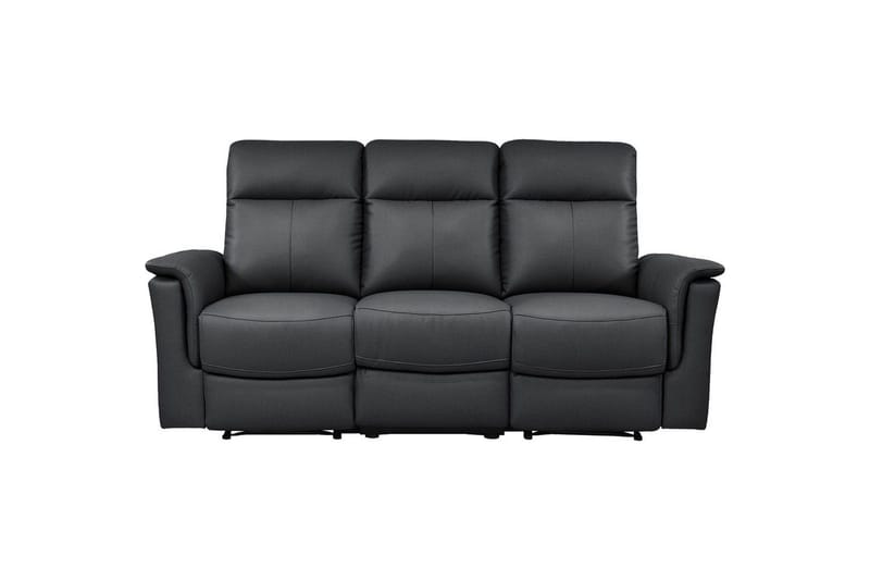 3-sitssoffa Southbrook Svart, Äkta läder/PU/Trä/Metall, Elektrisk vilstol - Svart, Äkta läder/PU/Trä/Metall, Elektrisk vilstol - Möbler - Soffa - Biosoffa & reclinersoffa