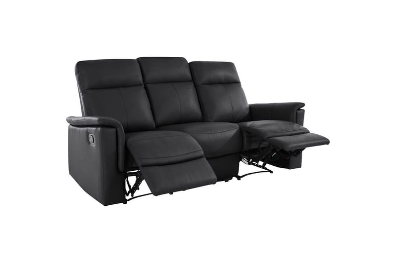 3-sitssoffa Southbrook Svart, Läder/PU/Trä/Metall, Manuell vilstol - Svart, Läder/PU/Trä/Metall, Manuell vilstol - Möbler - Soffa - Biosoffa & reclinersoffa - 3 sits biosoffa & reclinersoffa