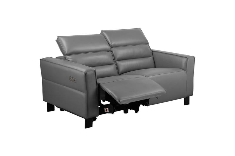 Carpari 2-sits Reclinersoffa 162 cm med Justerbara Nackstöd i Läder - Grå - Möbler - Soffa - Biosoffa & reclinersoffa - 2 sits biosoffa & reclinersoffa