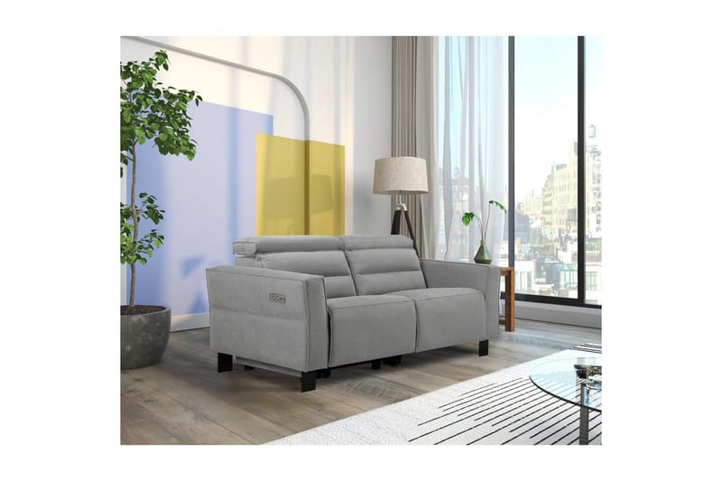 Carpari 2-sits Reclinersoffa 162 cm med Justerbara Nackstöd i Tyg - Grå - Möbler - Soffa - Biosoffa & reclinersoffa - 2 sits biosoffa & reclinersoffa