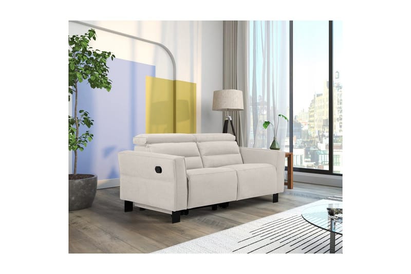 Carpari Djup 2-sits Biosoffa med Recliner i Tyg - Vit - Möbler - Soffa - Biosoffa & reclinersoffa - 2 sits biosoffa & reclinersoffa