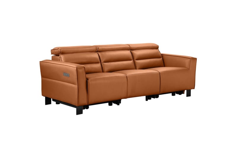 Carpari Djup 3-sits Biosoffa 224 cm med Recliner i Konstläder - Brun - Möbler - Soffa - Biosoffa & reclinersoffa