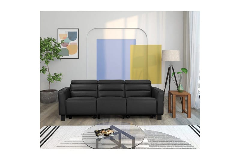 Carpari Djup 3-sits Biosoffa 224 cm med Recliner i Konstläder - Svart - Möbler - Soffa - Biosoffa & reclinersoffa - 3 sits biosoffa & reclinersoffa
