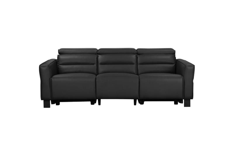 Carpari Djup 3-sits Biosoffa 224 cm med Recliner i Konstläder, Svart