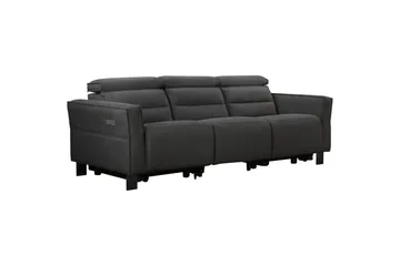 Carpari Djup 3-sits Biosoffa 224 cm med Recliner i Tyg - Grå - Möbler - Soffa - Biosoffa & reclinersoffa