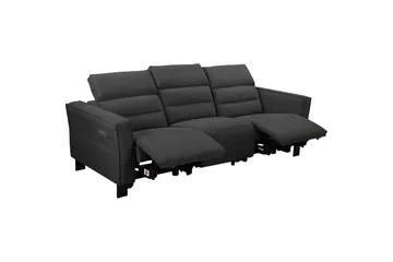 Carpari Djup 3-sits Biosoffa 224 cm med Recliner i Tyg - Grå - Möbler - Soffa - Biosoffa & reclinersoffa