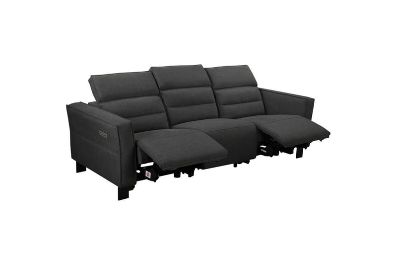 Carpari Djup 3-sits Biosoffa 224 cm med Recliner i Tyg - Grå - Möbler - Soffa - Biosoffa & reclinersoffa