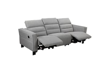 Carpari Djup 3-sits Biosoffa med Recliner i Tyg - Grå - Möbler - Soffa - Biosoffa & reclinersoffa - 3 sits biosoffa & reclinersoffa