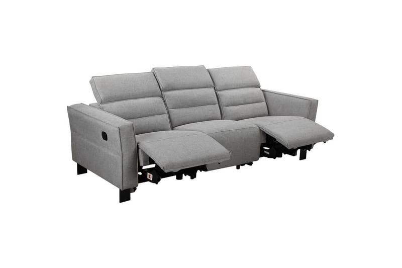 Carpari Djup 3-sits Biosoffa med Recliner i Tyg - Grå - Möbler - Soffa - Biosoffa & reclinersoffa - 3 sits biosoffa & reclinersoffa