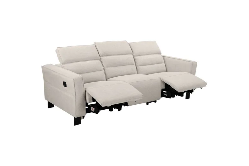 Carpari Djup 3-sits Biosoffa med Recliner i Tyg - Vit - Möbler - Soffa - Biosoffa & reclinersoffa - 3 sits biosoffa & reclinersoffa
