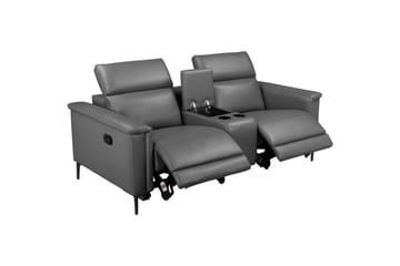 Lund 2-sits Reclinersoffa med Förvaring i Konstläder - Grå - Möbler - Soffa - Biosoffa & reclinersoffa - 2 sits biosoffa & reclinersoffa