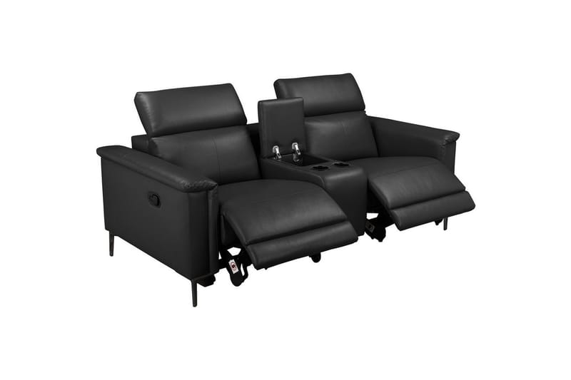 Lund 2-sits Reclinersoffa med Förvaring i Konstläder - Svart - Möbler - Soffa - Biosoffa & reclinersoffa - 2 sits biosoffa & reclinersoffa