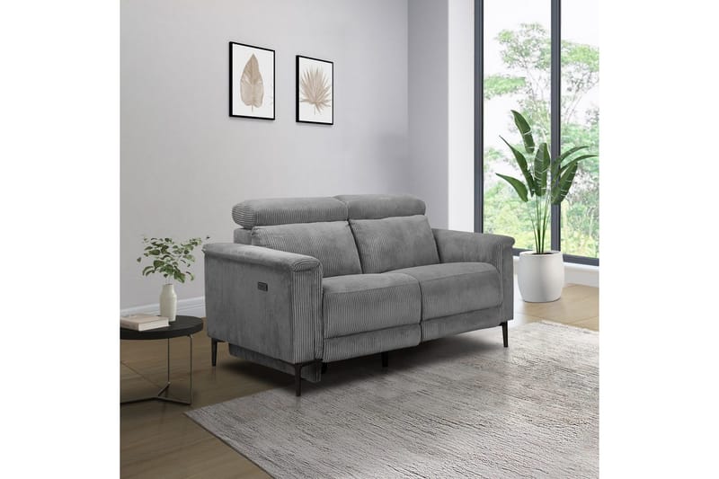 Lund 2-sits Rektangulär Reclinersoffa med Nackstöd i Tyg - Grå - Möbler - Soffa - Biosoffa & reclinersoffa - 2 sits biosoffa & reclinersoffa