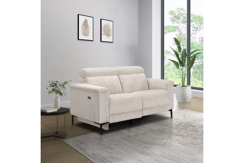 Lund 2-sits Rektangulär Reclinersoffa med Nackstöd i Tyg - Ljusbeige - Möbler - Soffa - Biosoffa & reclinersoffa - 2 sits biosoffa & reclinersoffa