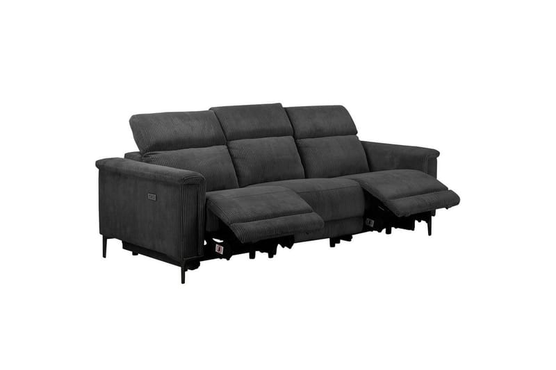 Lund 3-sits Rektangulär Biosoffa med Recliner 222 cm i Manchester - Grå - Möbler - Soffa - Biosoffa & reclinersoffa - 3 sits biosoffa & reclinersoffa