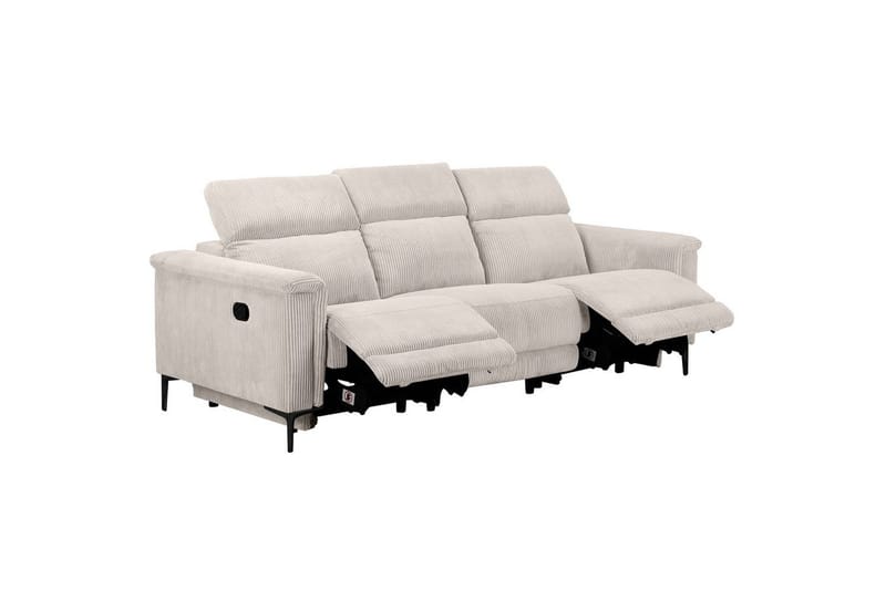 Lund 3-sits Rektangulär Biosoffa med Recliner 222 cm i Manchester - Vit - Möbler - Soffa - Biosoffa & reclinersoffa - 3 sits biosoffa & reclinersoffa