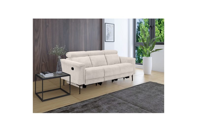 Lund 3-sits Rektangulär Biosoffa med Recliner 222 cm i Manchester - Vit - Möbler - Soffa - Biosoffa & reclinersoffa - 3 sits biosoffa & reclinersoffa
