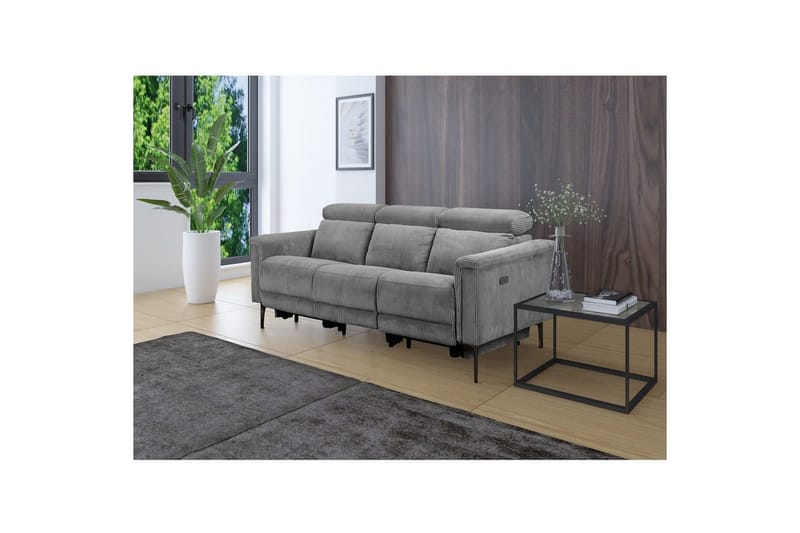 Lund Reclinersoffa 3-sits - Grå - Möbler - Soffa - Biosoffa & reclinersoffa - 3 sits biosoffa & reclinersoffa