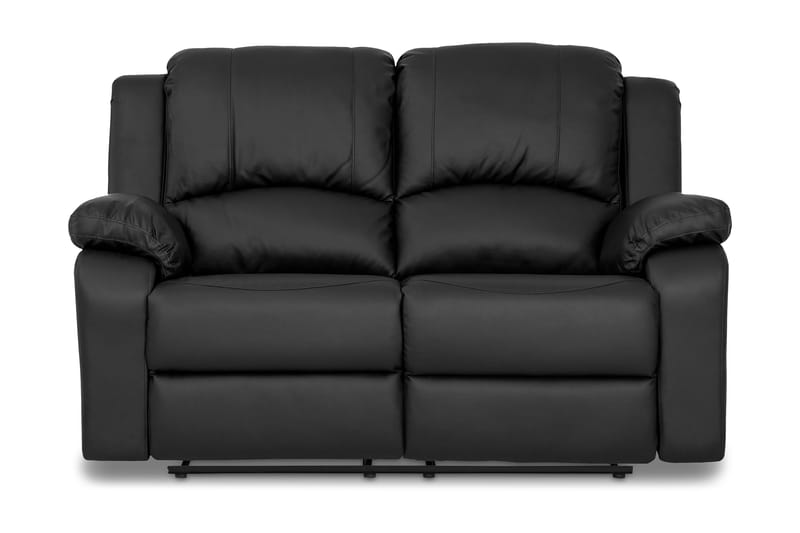 Norbo Liten Reclinersoffa 2-sits Konstläder - Fällbar soffa - Biosoffa, Svart / Mörk