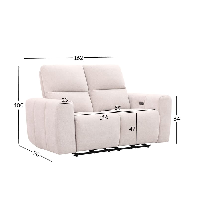 Reclinersoffa Ödmark 2-sits med elektrisk mekanism - ljusbeige - Möbler - Soffa - Biosoffa & reclinersoffa - 2 sits biosoffa & reclinersoffa