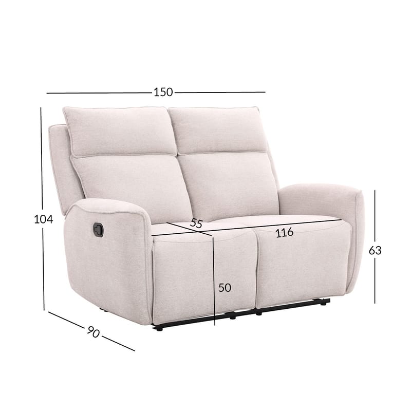 Reclinersoffa Östvik 2-sits med manuell mekanism - beige - Möbler - Soffa - Biosoffa & reclinersoffa - 2 sits biosoffa & reclinersoffa