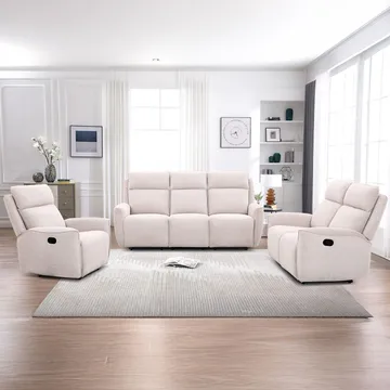 Reclinersoffa Östvik 3-sits med manuell mekanism - beige - Möbler - Soffa - Biosoffa & reclinersoffa - 3 sits biosoffa & reclinersoffa
