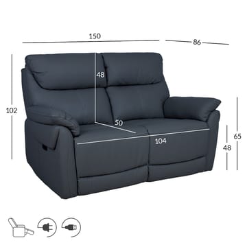 Reclinersoffa Dalsor 2-sits med elektrisk mekanism - Mörkgrå - Möbler - Soffa - Biosoffa & reclinersoffa - 2 sits biosoffa & reclinersoffa