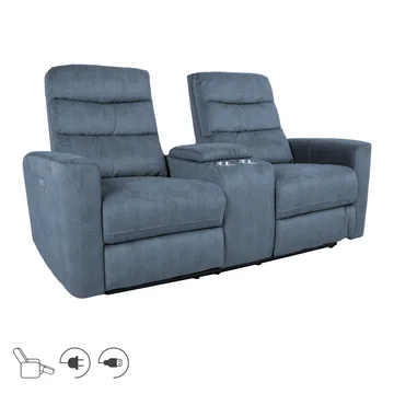 Reclinersoffa Darvi 2-sits med elektrisk mekanism - blå - Möbler - Soffa - Biosoffa & reclinersoffa - 2 sits biosoffa & reclinersoffa