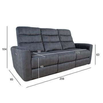 Reclinersoffa Darvi 3-sits med elektrisk mekanism - Grå sammet - Möbler - Soffa - Biosoffa & reclinersoffa - 3 sits biosoffa & reclinersoffa