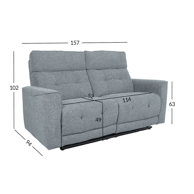 Reclinersoffa Glendor 2-sits med elektrisk mekanism - Blågrå - Möbler - Soffa - Biosoffa & reclinersoffa - 2 sits biosoffa & reclinersoffa