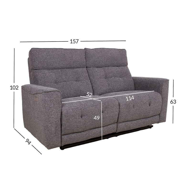 Reclinersoffa Glendor 2-sits med elektrisk mekanism - Grå - Möbler - Soffa - Biosoffa & reclinersoffa - 2 sits biosoffa & reclinersoffa