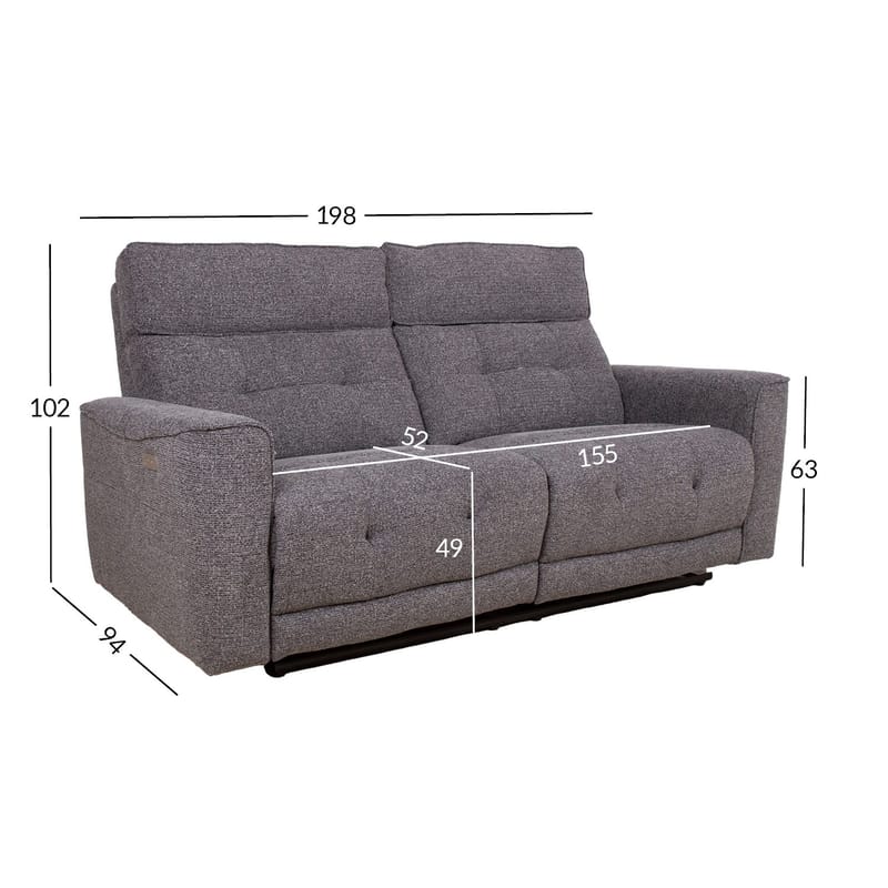 Reclinersoffa Glendor - grå - Möbler - Soffa - Biosoffa & reclinersoffa - 2 sits biosoffa & reclinersoffa