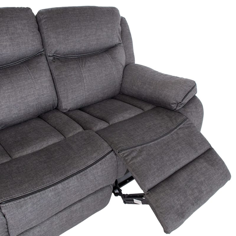 Reclinersoffa Iskmar 3-sits med manuell mekanism - Grå - Möbler - Soffa - Biosoffa & reclinersoffa - 3 sits biosoffa & reclinersoffa