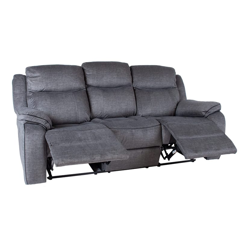 Reclinersoffa Iskmar 3-sits med manuell mekanism - Grå - Möbler - Soffa - Biosoffa & reclinersoffa - 3 sits biosoffa & reclinersoffa