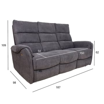 Reclinersoffa Mörvik 3-sits med elektrisk mekanism - blågrå - Möbler - Soffa - Biosoffa & reclinersoffa - 3 sits biosoffa & reclinersoffa