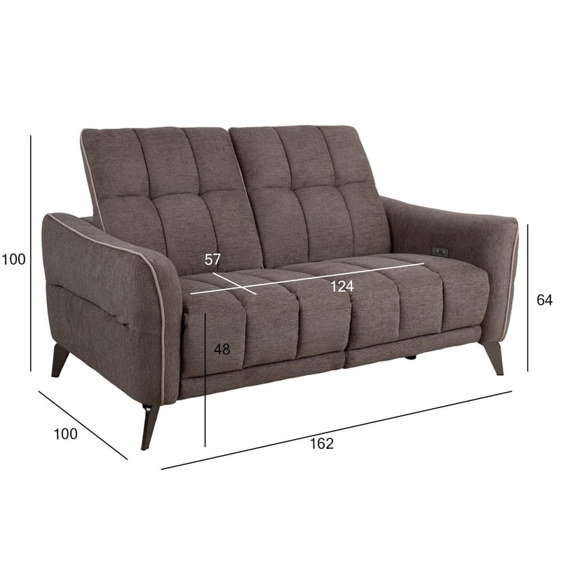 Reclinersoffa Nordan 2-sits elektrisk - ljusbrun med beige passpoal - Möbler - Soffa - Biosoffa & reclinersoffa - 2 sits biosoffa & reclinersoffa