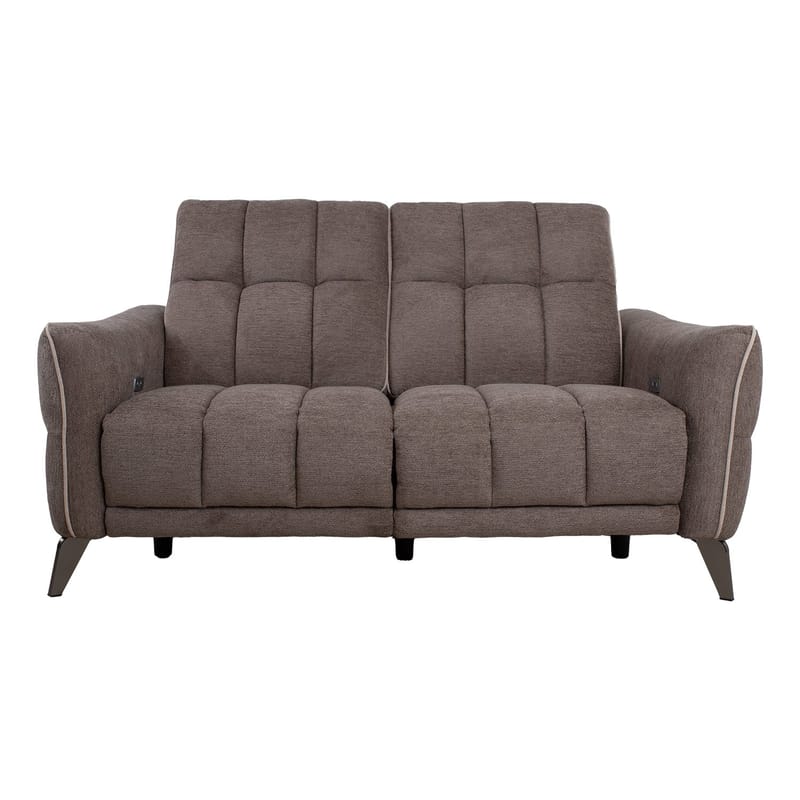 Reclinersoffa Nordan 2-sits elektrisk - ljusbrun med beige passpoal - Möbler - Soffa - Biosoffa & reclinersoffa - 2 sits biosoffa & reclinersoffa