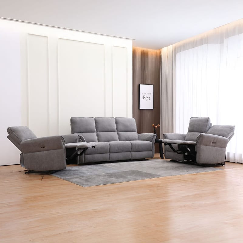 Reclinersoffa Ravdal 3-sits med elektrisk mekanism - grå - Möbler - Soffa - Biosoffa & reclinersoffa - 3 sits biosoffa & reclinersoffa