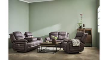 Reclinersoffa Rindal 3 Sits Manuell - brungrå - Möbler - Soffa - Biosoffa & reclinersoffa - 3 sits biosoffa & reclinersoffa