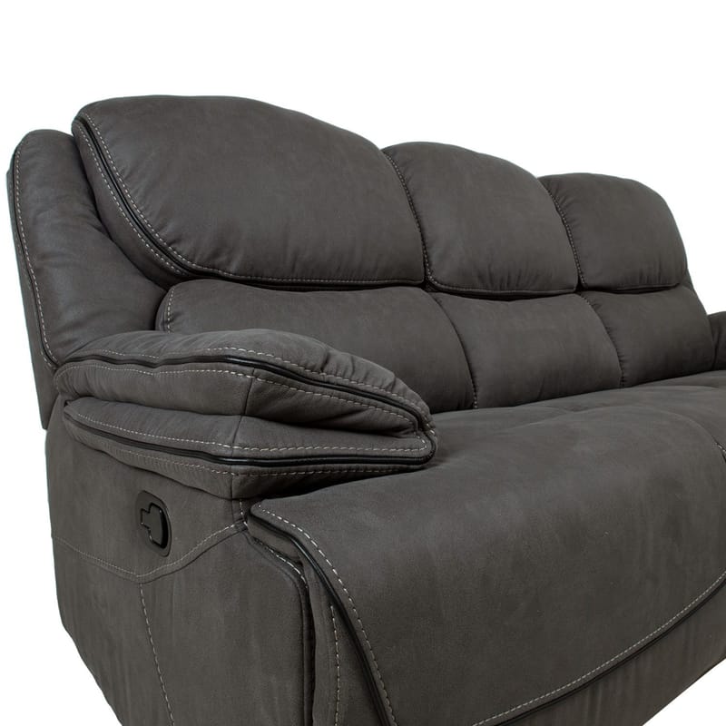Reclinersoffa Sälmar 3-sits med manuell mekanism - grå - Möbler - Soffa - Biosoffa & reclinersoffa - 3 sits biosoffa & reclinersoffa