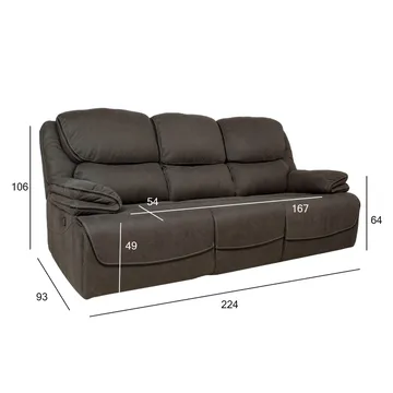 Reclinersoffa Sälmar 3-sits med manuell mekanism - grå - Möbler - Soffa - Biosoffa & reclinersoffa - 3 sits biosoffa & reclinersoffa