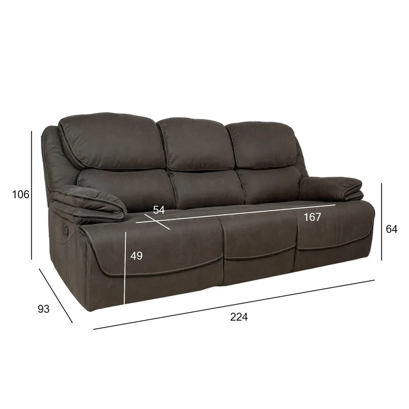 Reclinersoffa Sälmar 3-sits med manuell mekanism - grå - Möbler - Soffa - Biosoffa & reclinersoffa - 3 sits biosoffa & reclinersoffa