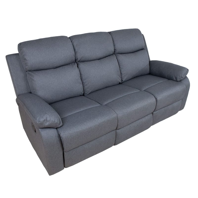 Reclinersoffa Toviny 3-sits med manuell mekanism - mörkgrå - Möbler - Soffa - Biosoffa & reclinersoffa - 3 sits biosoffa & reclinersoffa