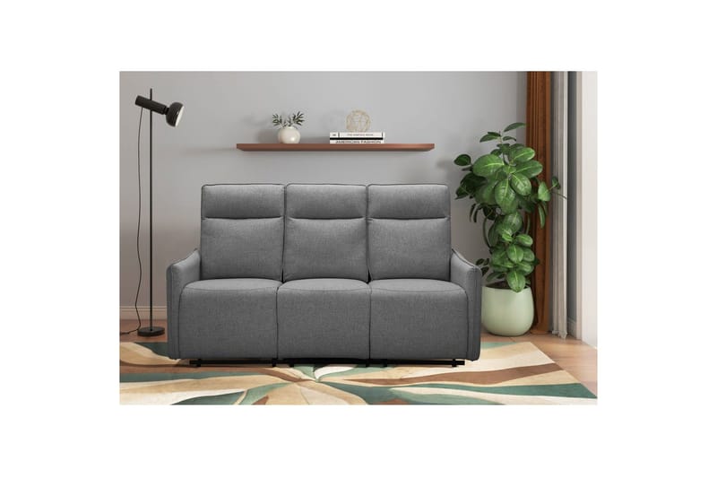 Reclinersoffa utan hörn Loft24 Lugo Reclinersoffa 3-sits Grey 100% polyester - Möbler - Soffa - Biosoffa & reclinersoffa - 3 sits biosoffa & reclinersoffa