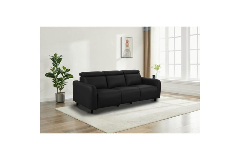 Reclinersoffa utan hörn Loft24 Skaane Reclinersoffa 3-sits Black Artificial leather - Möbler - Soffa - Biosoffa & reclinersoffa - 3 sits biosoffa & reclinersoffa