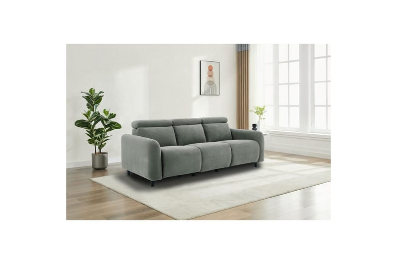 Reclinersoffa utan hörn Loft24 Skaane Reclinersoffa 3-sits Grå Manchester - Möbler - Soffa - Biosoffa & reclinersoffa - 3 sits biosoffa & reclinersoffa